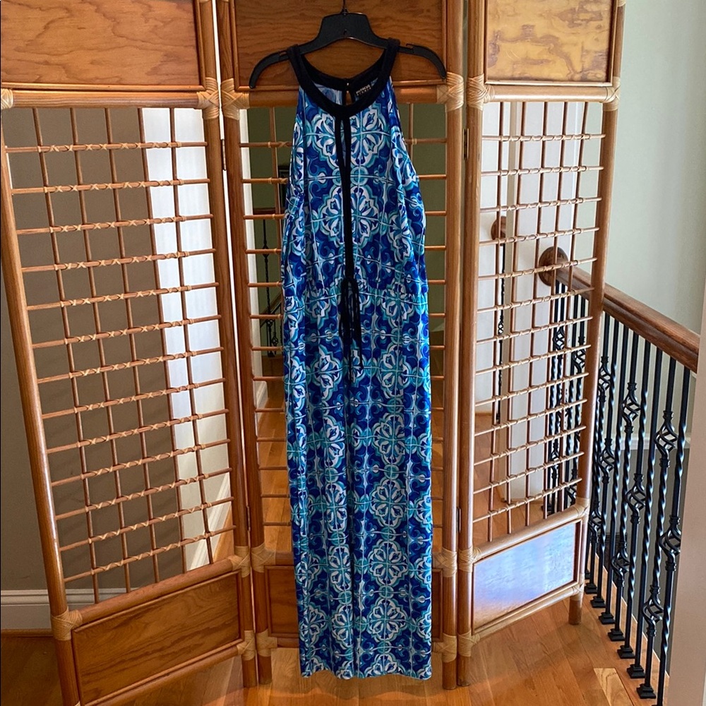 Enfocus Studio Blue and White Geometric Dress